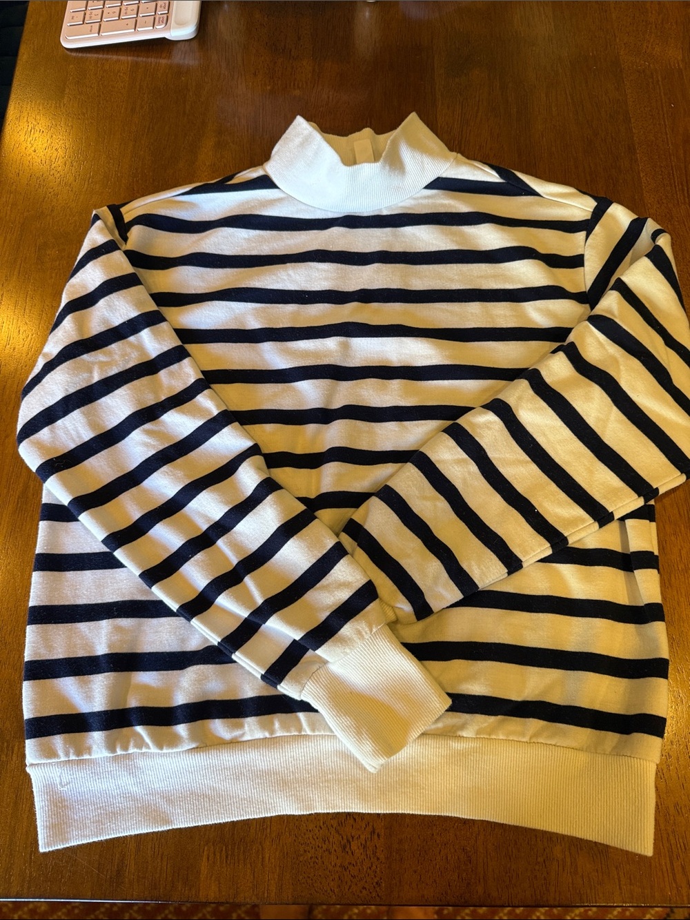 POPSUGAR Cream and navy Striped Cowl Sweater